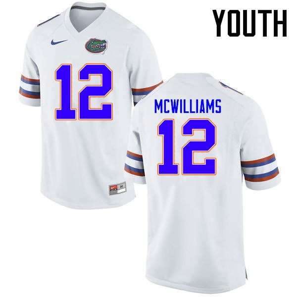 NCAA Florida Gators C.J. McWilliams Youth #12 Nike White Stitched Authentic College Football Jersey EMD5064GD